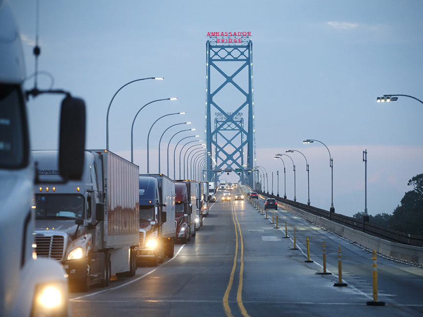 Canadian Bridge Blockade Stretches Fragile Auto Supply Chain 2022 02   0201 AmbassadorBridge 