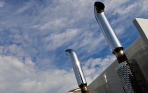 Exhaust pipes on a truck. 