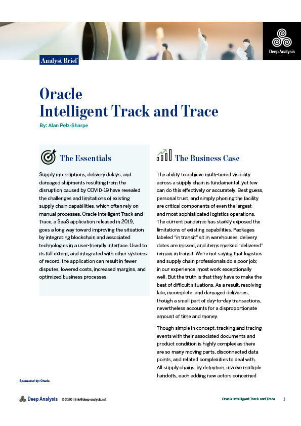 Oracle intelligent track trace