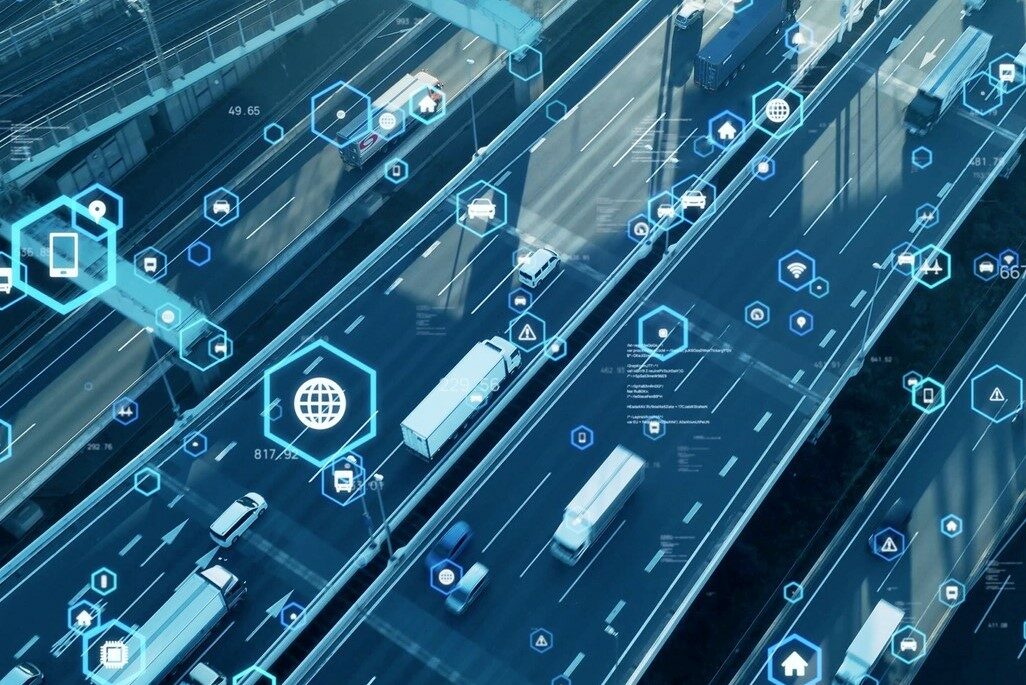 GRAPHIC SHOWING AI ARTIFICIAL INTELLIGENCE TRUCKS NETWORK SUPPLY CHAIN MANAGEMENT SOFTWARE iStock-metamorworks-1331571740.jpg