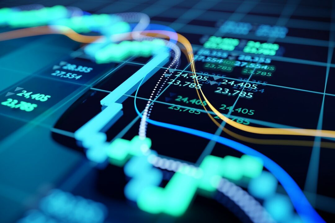 GRAPHIC REPRESENTING FALLING VALUES, STOCK PRICES