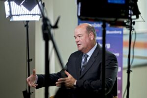 Ryan Lance, chairman and chief executive officer of ConocoPhillips Inc. SITS IN A CHAIR UNDER LIGHTS