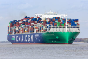 CMA CGM's Montmartre container vessel is on Elbe river heading to Hamburg, Germany. Photo: iStock.com/eyewave