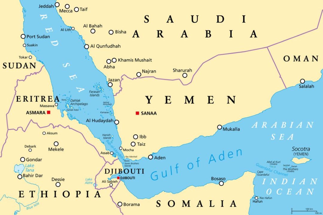MAP RED SEA SOMALIA YEMEN MIDDLE EAST PIRACY PIRATES IStock PeterHermesFurian 1409475652 ?t=1701062280&width=1080