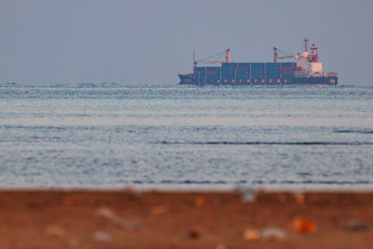 Container ship at sea bloomberg