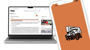 The eRegs web app with motor carrier federal rules on a laptop screen