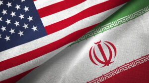 The United States and Iranian flags pictured side by side