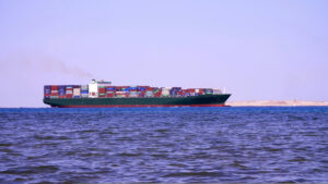 A container ship in the Red Sea