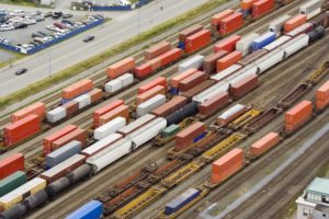 Rail cars on a tracks in Canada