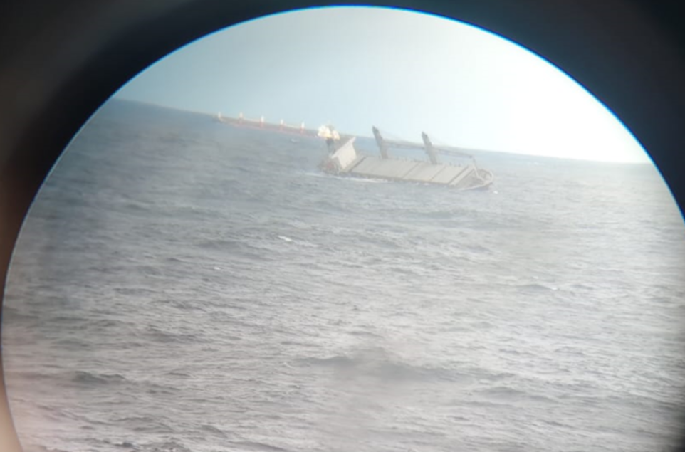 Stranded cargo ship leaks oil off the west coast of South Africa