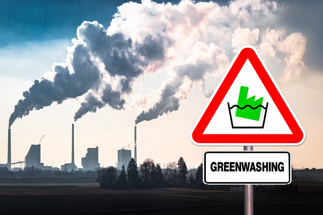 Warning Against Greenwashing on a Sign that looks like a European Road Sign.jpg