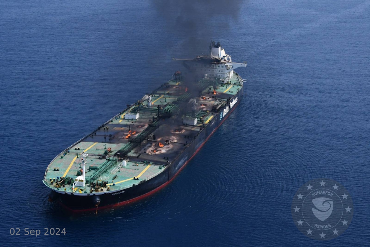 Red sea oil tanker fire eu aspides ok to use